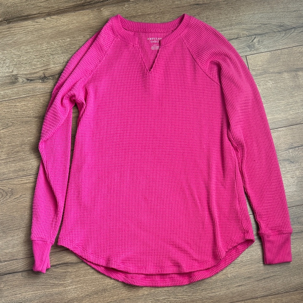 American Eagle Outfitters Fuchsia Waffle Knit Top